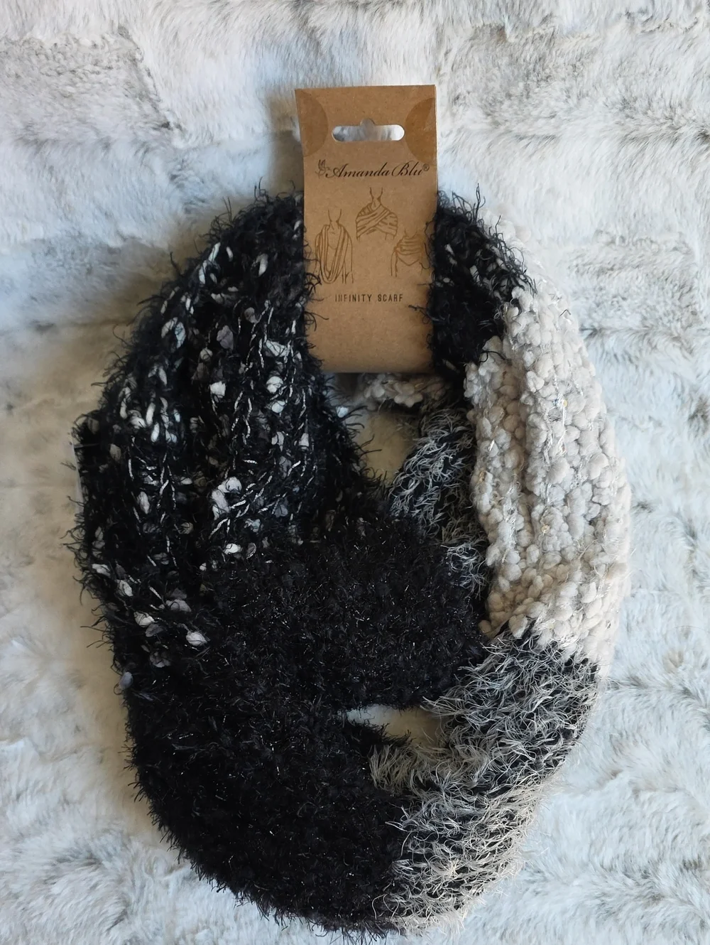 Amanda Blu Black & White Infinity Scarf - Cozy Women’s Accessory
